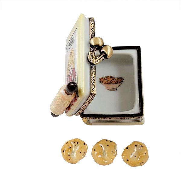 Cookbook with Rolling Pin Porcelain Limoges Home Food Mother Dessert French Trinket Box