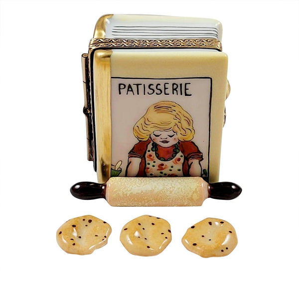 Cookbook with Rolling Pin Porcelain Limoges Home Food Mother Dessert French Trinket Box