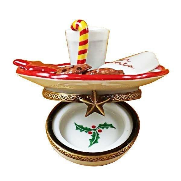 Cookies For Santa with Removable Cookie Porcelain Limoges xmas Santa French Trinket Box