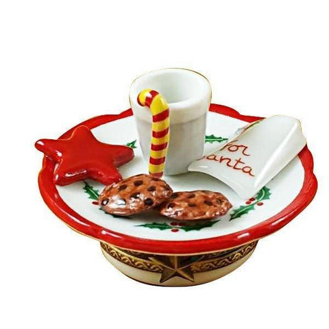 Cookies For Santa with Removable Cookie Porcelain Limoges xmas Santa French Trinket Box