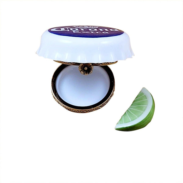 Corona Beer Cap with Lime Slice Porcelain Limoges Wine spirits French Trinket Box