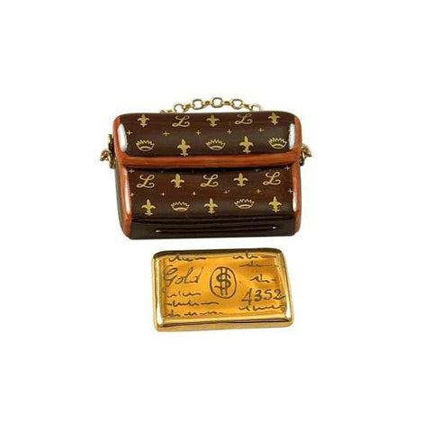Designer Clutch Purse with Credit Card Porcelain Limoges Limoges Box Purse French Trinket Box
