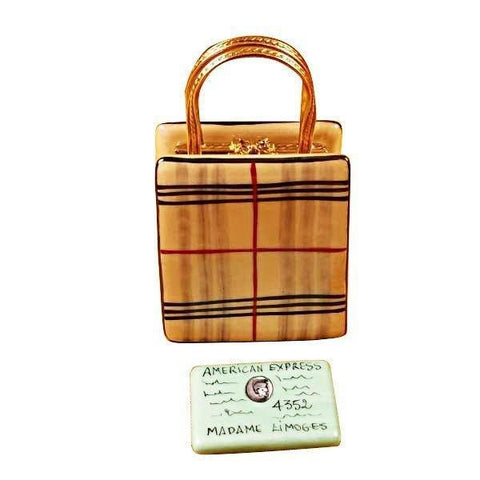 Designer Shopping Bag with Credit Card Porcelain Limoges Limoges Box bag Purse French Trinket Box
