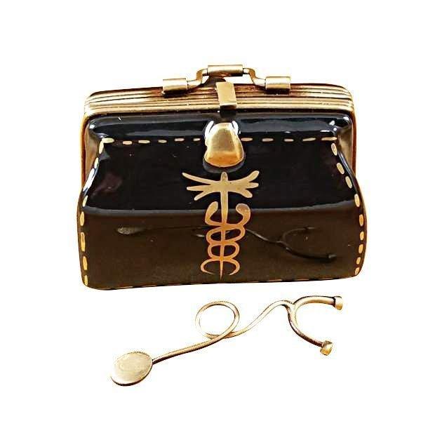 Doctor's Bag with Stethoscope Porcelain Limoges professional bag limoges boxes French Trinket Box