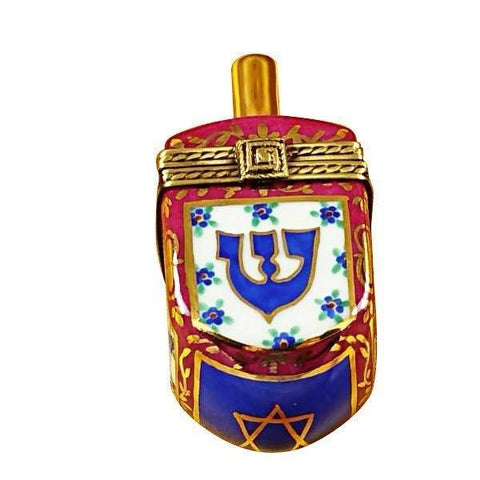Dreidel Blue & Maroon Porcelain Limoges religion spirit Rochard Limoges Box jewish French Trinket Box