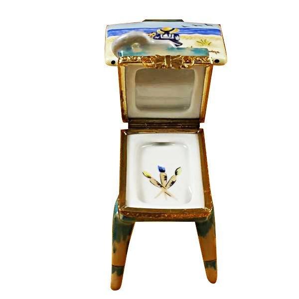 Easel with Girl & Seashore Porcelain Limoges art painting French Trinket Box