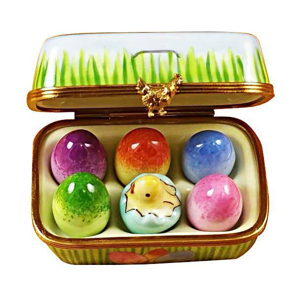 Easter Egg w Eggs Porcelain Limoges egg easter Rochard Limoges Box French Trinket Box