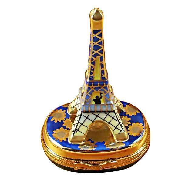 Eiffel Tower Gold On Blue Base Porcelain Limoges france Rochard Limoges Box paris French Trinket Box