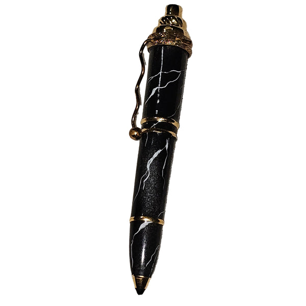 Elegant Black Marble Ballpoint Pen Porcelain Limoges professional French Trinket Box