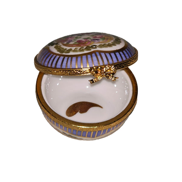 Exquisite Round Sevre Roses Box Porcelain Limoges traditional French Trinket Box