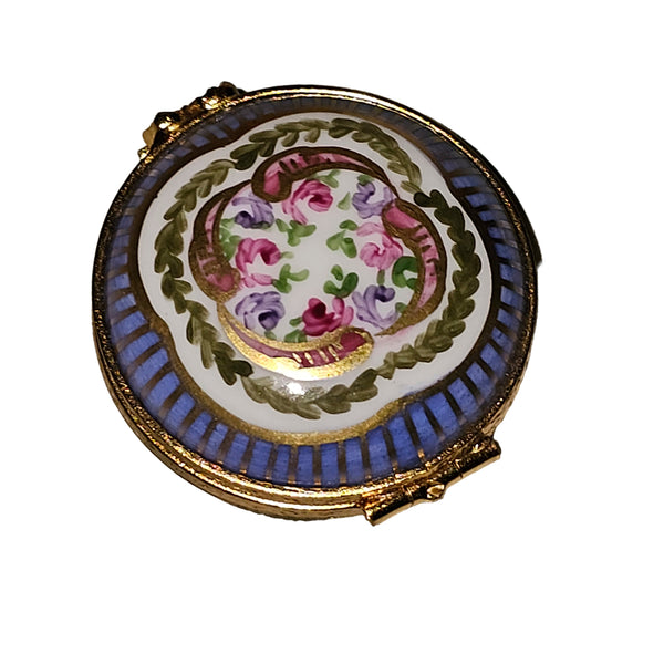 Exquisite Round Sevre Roses Box Porcelain Limoges traditional French Trinket Box