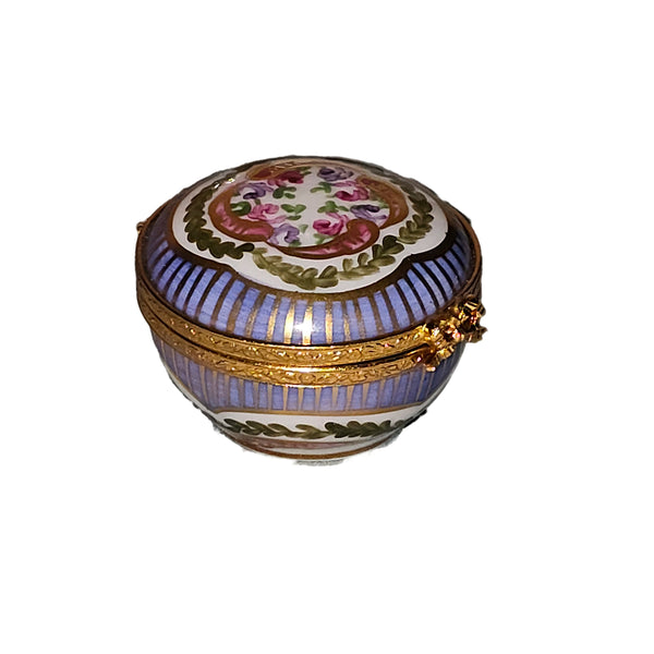 Exquisite Round Sevre Roses Box Porcelain Limoges traditional French Trinket Box