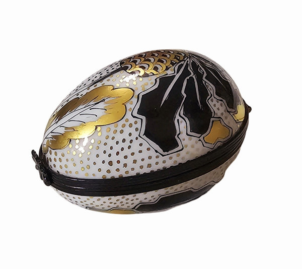 Exquisite Gold Black Egg Box Porcelain Limoges Egg French Trinket Box