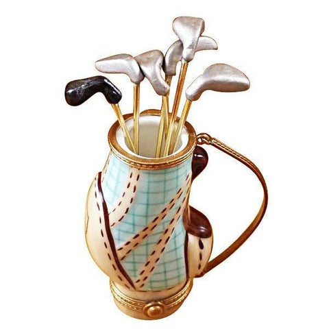 Golf Bag with Six Removable Clubs Porcelain Limoges sports golf limoges box French Trinket Box
