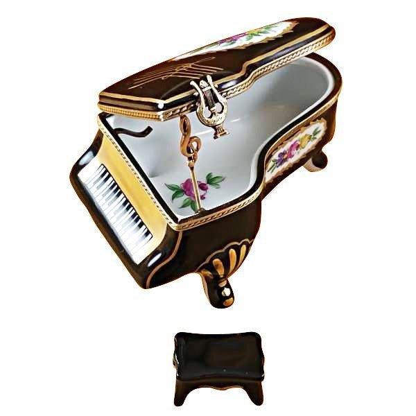 Grand Piano Floral with Bench Porcelain Limoges music Rochard Limoges Box French Trinket Box