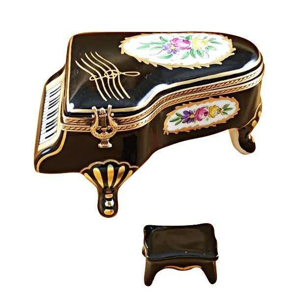 Grand Piano Floral with Bench Porcelain Limoges music Rochard Limoges Box French Trinket Box