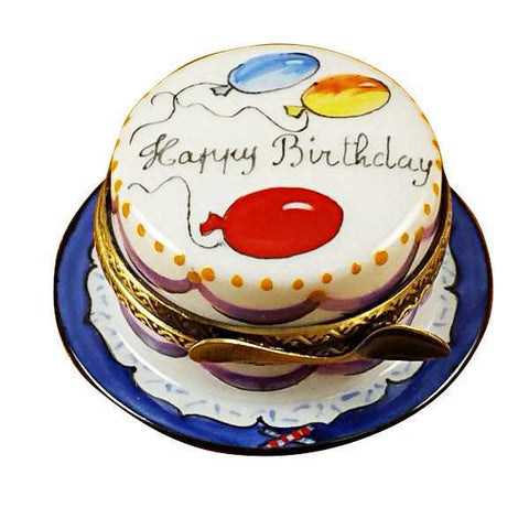 Happy Birthday Cake - Vanilla Porcelain Limoges birthday French Trinket Box