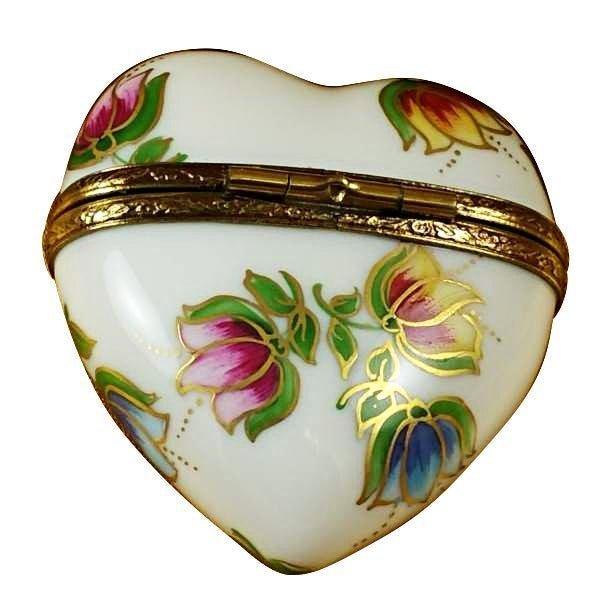Heart - Tulips Porcelain Limoges heart valentine love garden French Trinket Box