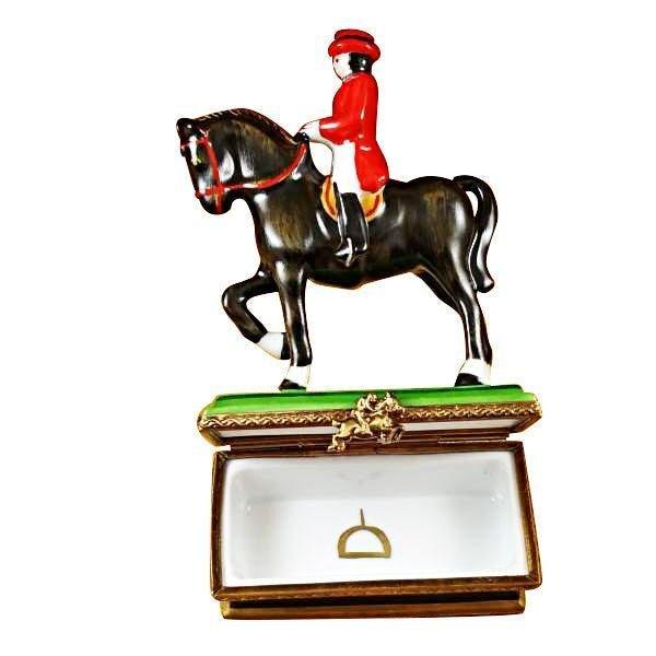 Horse with Rider - Dressage Porcelain Limoges farm animal horse sports French Trinket Box