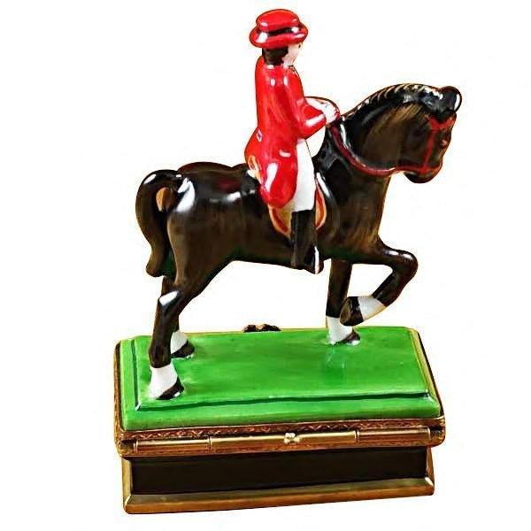 Horse with Rider - Dressage Porcelain Limoges farm animal horse sports French Trinket Box