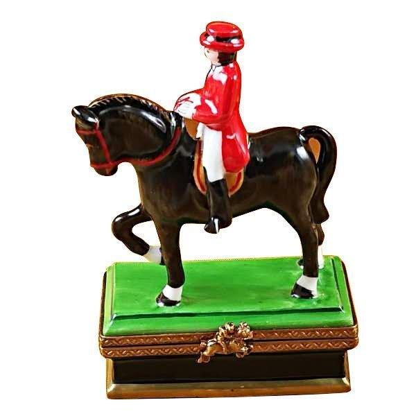 Horse with Rider - Dressage Porcelain Limoges farm animal horse sports French Trinket Box