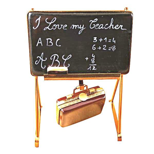 I Love my Teacher BlackBoard Porcelain Limoges Professional French Trinket Box