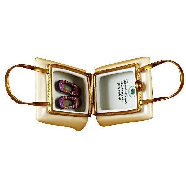 Istanbul Shopping Bag with Removable Turkish Slippers Porcelain Limoges bag travel limoges box shoes French Trinket Box