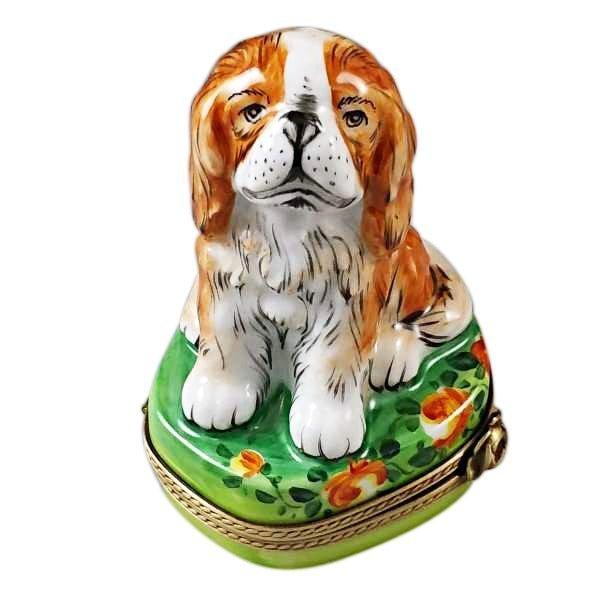 King Charles Spaniel Porcelain Limoges dog france paris French Trinket Box