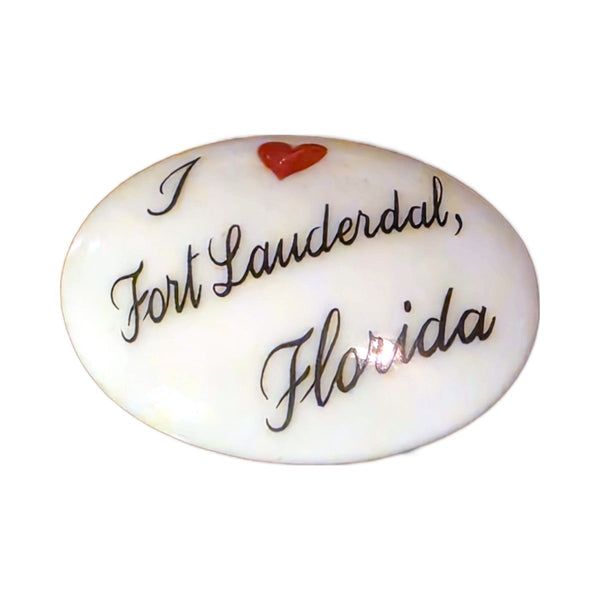 I Love Fort Lauderdale, Florida porcelain goodie trinket, oval shape, 1 inch wide, with a red heart