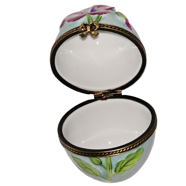 Light Blue Floral Limoges Egg Porcelain Limoges egg French Trinket Box