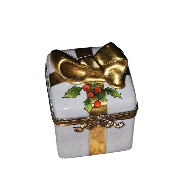 Light Blue Holiday Treasure Box Porcelain Limoges xmas christmas theme French Trinket Box