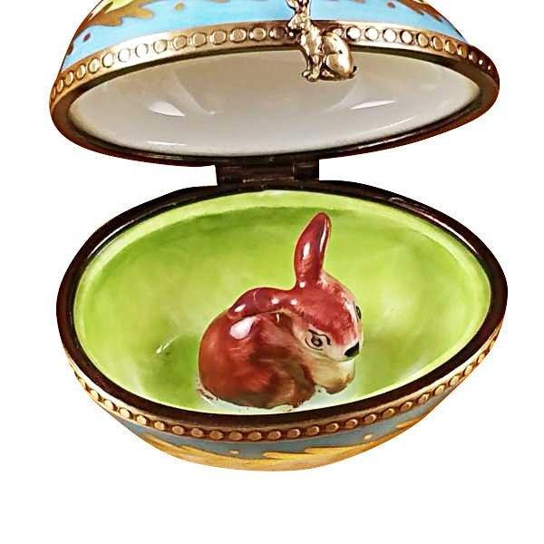 Egg with Bow and Bunny Porcelain Limoges egg easter Rochard Limoges Box French Trinket Box
