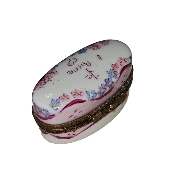 Lovely Light Pink Keepsake Box Porcelain Limoges Love Valentine Traditional French Trinket Box