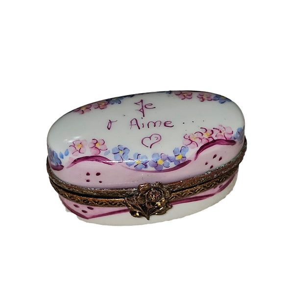 Lovely Light Pink Keepsake Box Porcelain Limoges Love Valentine Traditional French Trinket Box