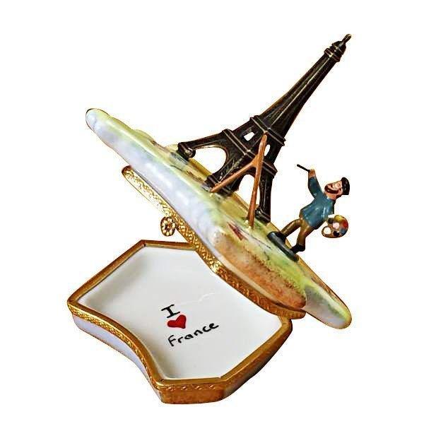 Map of France with Monet & Eiffel Tower Porcelain Limoges Paris France French Trinket Box