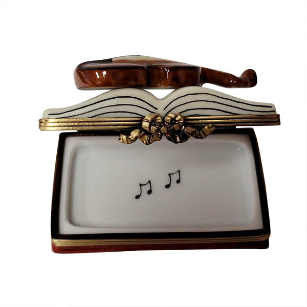 Music Book with Violin Porcelain Limoges music book French Trinket Box