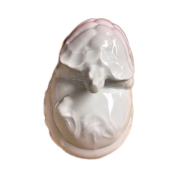 Another view of the white tortoise Limoges box, unhinged