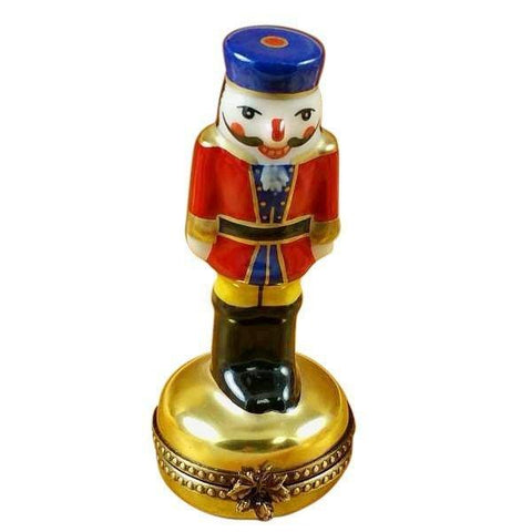 Nutcracker on Gold Base Porcelain Limoges nutcracker French Trinket Box