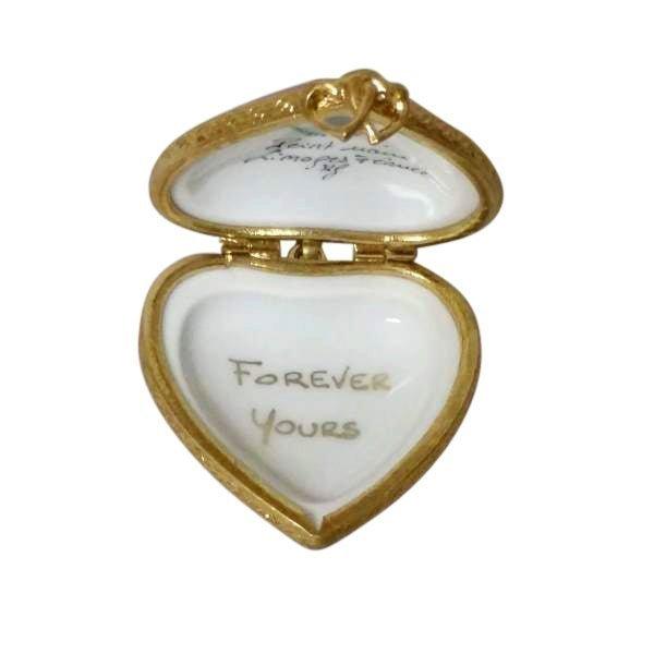 PENDANT: My Love Forever Yours Red Heart Porcelain Limoges valentine heart love French Trinket Box