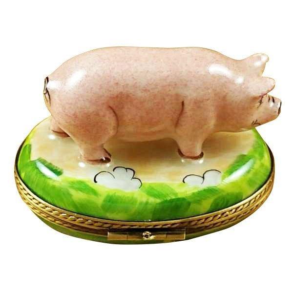 Pig Rochard Porcelain Limoges farm pig French Trinket Box