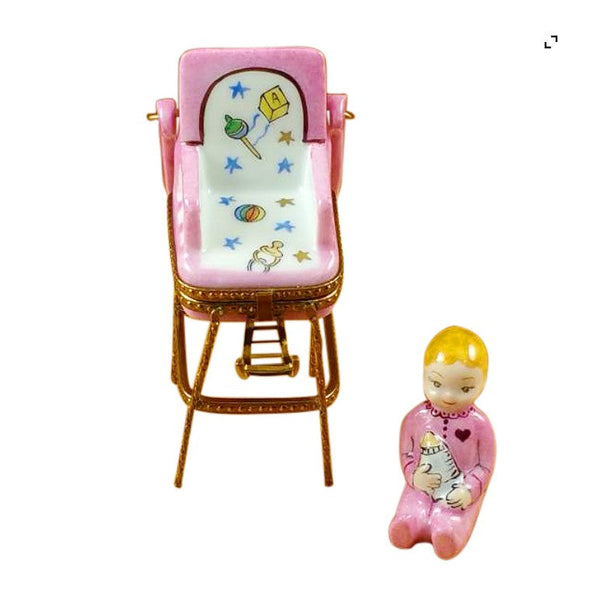 Baby in Pink Highchair for New Mothers