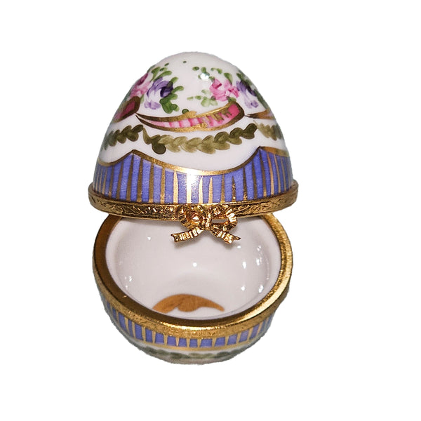 Purple Floral Limoges Egg Box Porcelain Limoges egg French Trinket Box