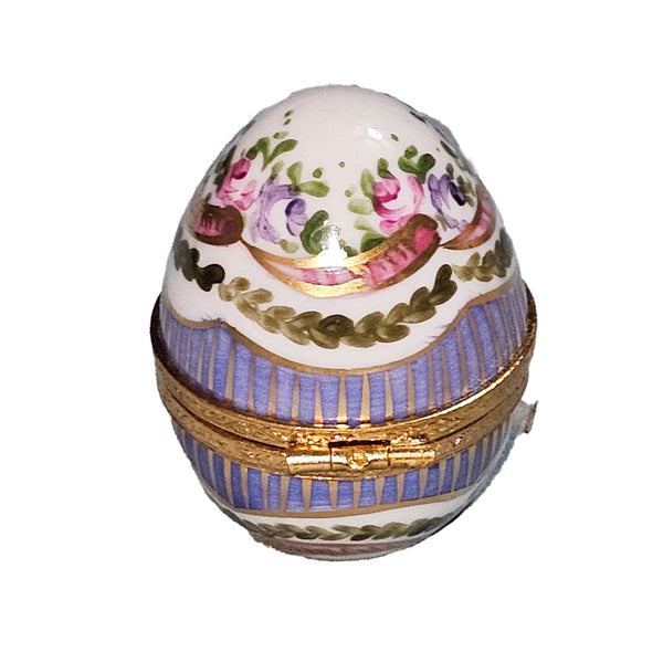 Purple Floral Limoges Egg Box Porcelain Limoges egg French Trinket Box