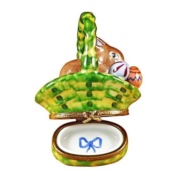 Rabbit Basket with Easter Eggs Porcelain Limoges Easter rabbit French Trinket Box