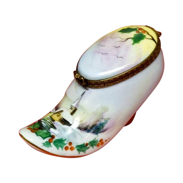 Dutch Clog Limoges Box with Painted Church