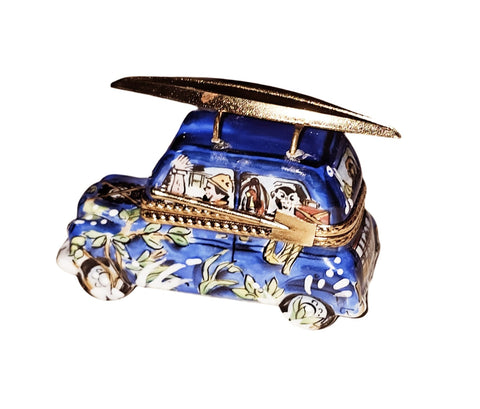 Beach Car with Surfboard Charm Porcelain Limoges Car beach French Trinket Box