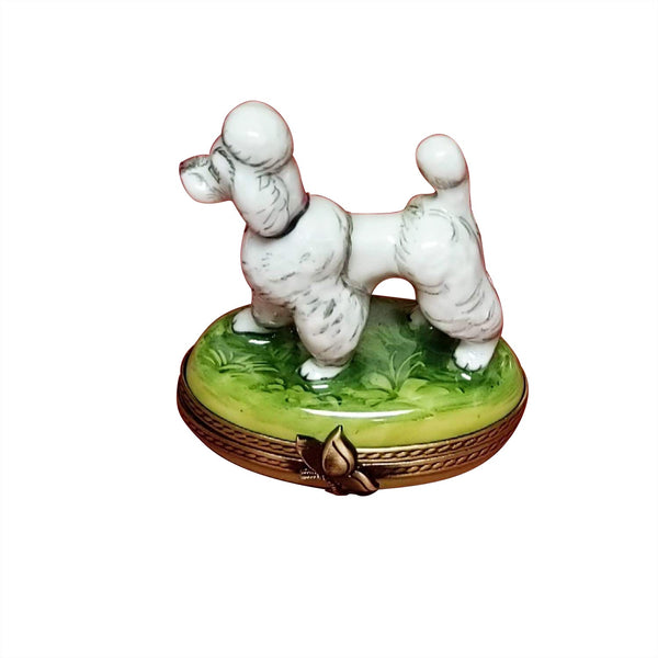 White Poodle Hand-Painted Limoges Trinket Box