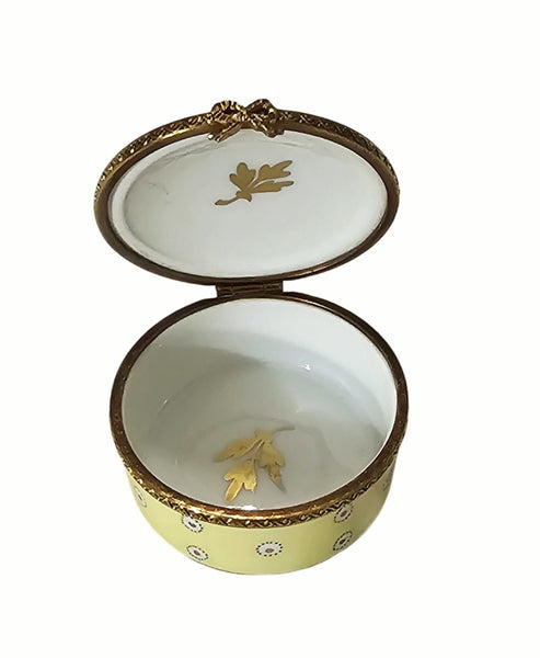 Yellow Floral Charm Box Porcelain Limoges traditional French Trinket Box