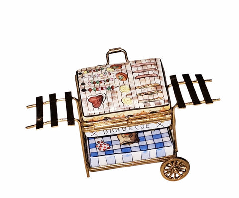 Barbecue Grill Artistry Box Porcelain Limoges Food summer Beach French Trinket Box