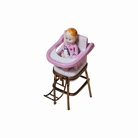 Charming Baby High Chair Keepsake Porcelain Limoges baby figurine French Trinket Box